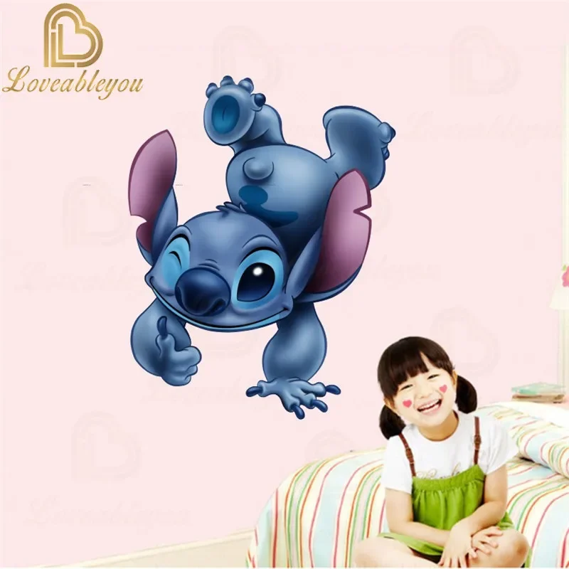 Wall stickers Dis Wall Stickers Cartoon Lilo & Stitch Decor Decorative 3D PVC Wall Sticker Bedroom Home Decoration Stickers