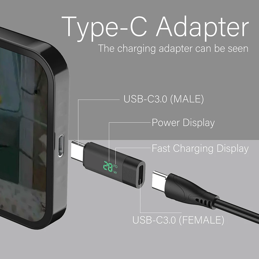 Description Picture 5 of item100W Power Digital Display Type C to Type C Adapter usb C Power Meter For USB to Type C Cable Type C to Type C Fast Charging
