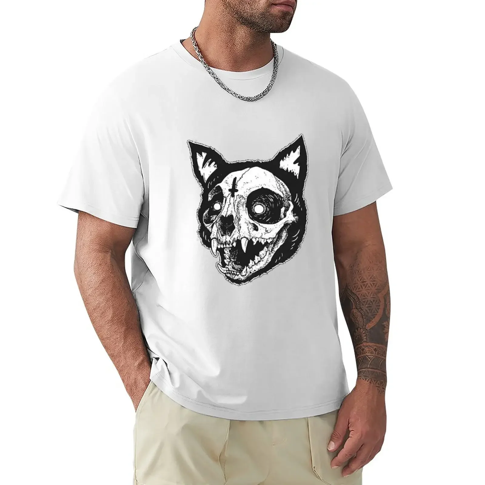 

Skull Cat T-Shirt boys whites plus size tops mens t shirts pack
