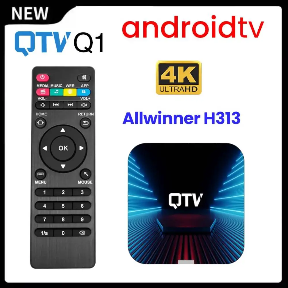 

ТВ-приставка VONTAR QTV Q1, Android 10, поддержка Allwinner H313, 4K, H.265, 2,4G