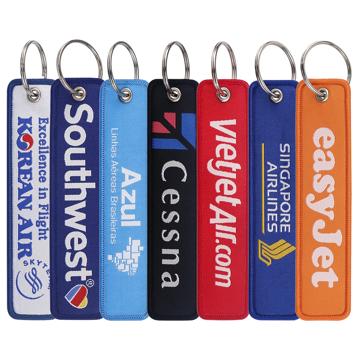 บริษัทสายการบินเย็บปักถักร้อย Key Fob Blue Key Tag สําหรับรถยนต์กระเป๋า ...