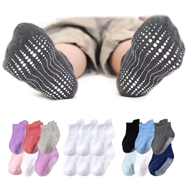 6 Pairs/lot 0 to 6 Yrs Cotton Children's Anti-slip Boat Socks For Boys Girl Low Cut Floor Kid Sock With Rubber Grips Four Season 2