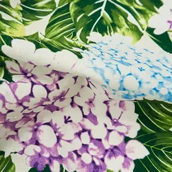 Premium Hydrangea Print Digital Cotton Linen Fabric for DIY Dresses, Satin Feel (1)