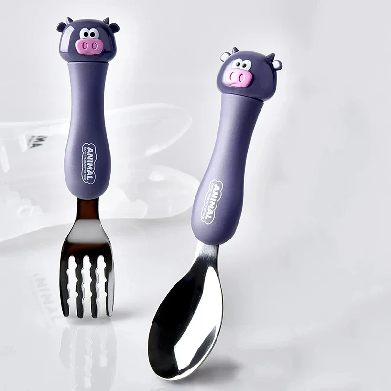 Cartoon Animal Kids Spoon and Fork Set Dessert Spoon for Children Fork Baby Tableware Gadgets Children's Cutlery Kids Favours