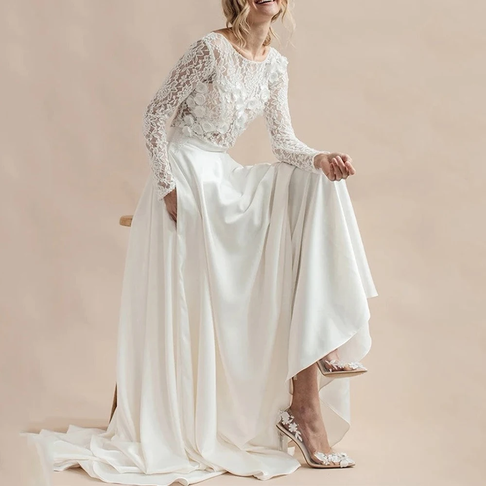 a-line scoop long sleeves floor-length with applique tulle dresses a-line scoop long sleeves floor-length with applique tulle dresses Long Sleeved A Line Plunging