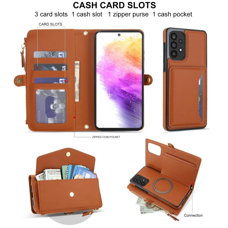 Elegant Leather Multi-Functional Wallet Phone Case with Lanyard Attachment