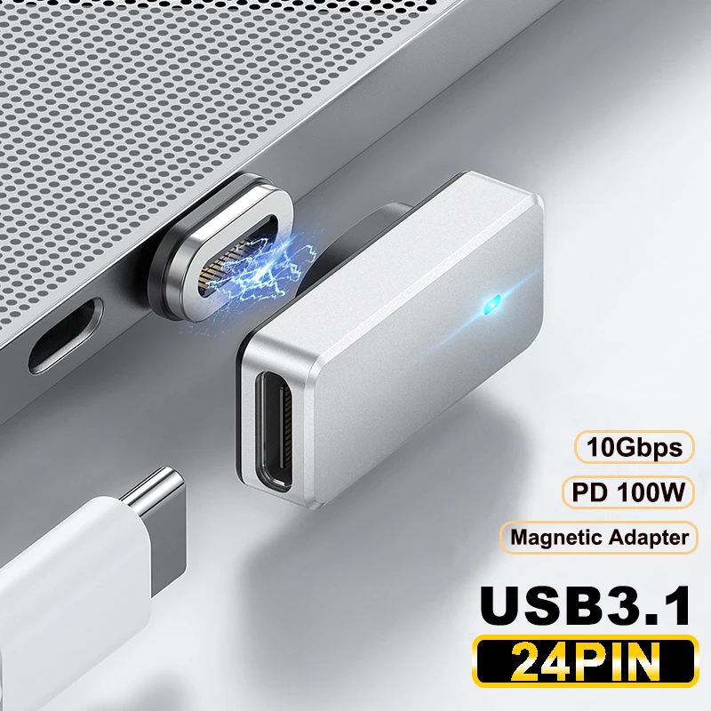 

Магнитный адаптер USB C 24pin Тип C разъем PD 100 Вт Быстрая зарядка USB 3,1 10 Гбит/с 4K 60 Гц видеовыход для MacBook Pro Steam Deck