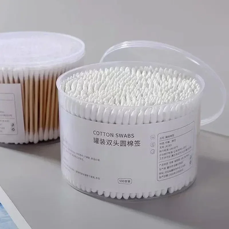 500PCS Boxed Double Headed Circular Disposable Makeup Cotton Swab and Makeup Removal Daily Cleaning Pet Care Multi-purpose 3
