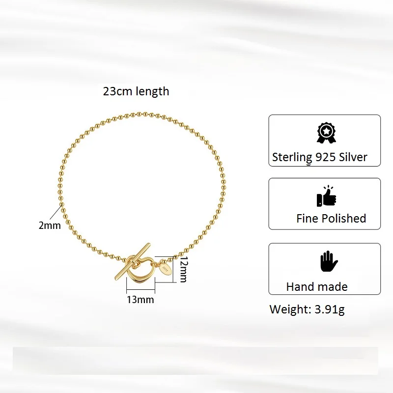 Heart Simple Anklets for women Silver 925 Foot Chain Summer Jewelry accessory 23cm Ankle bracelet 14k gold plated