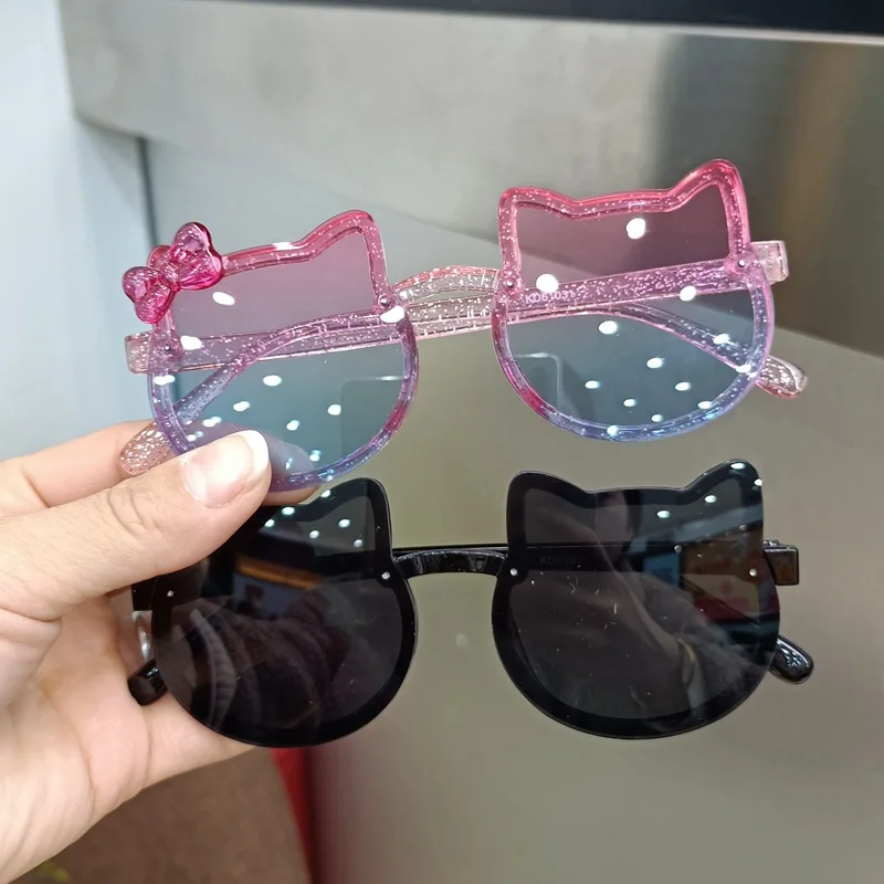 Summer Children Cute Kitty Sunglasses Acrylic Bow Outdoor UV Protection Sun Glasses Baby Girls Classic Kids Boy UV400_voghion.com