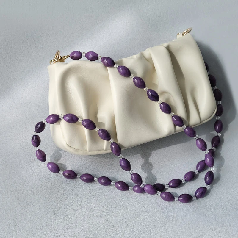 New Fashion Woman Bag Accessory Detachable Solid Beaded Chains Candy Acrylic Luxury Strap Women Eleagnt Shoulder Handle Chain