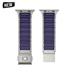 Men's Luxury Stainless Steel Watch Band - Premium Metal Bracelet - 44mm series 6 5 4SE (Titanium purple)