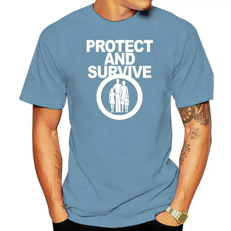 

Protect And Survive Mens Anti Nuclear T-Shirt Peace TEE Shirt Loose Size