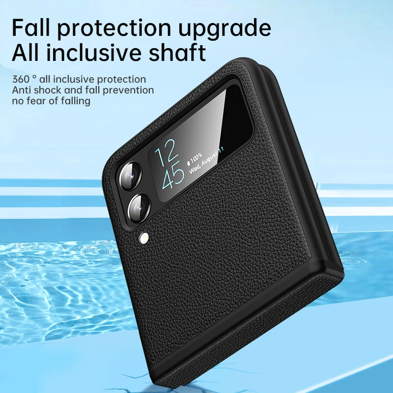 Leather Hinge Case with Retro Litchi Pattern - Shockproof Slim Ultra Thin Cover