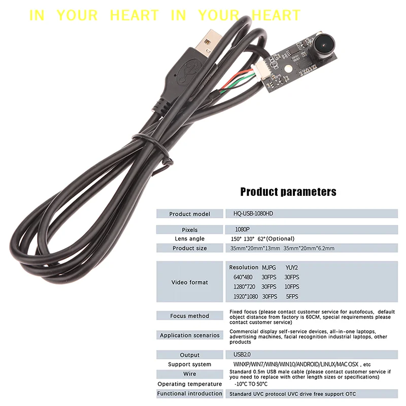 【X】3D 프린터용 1080PHD USB 카메라 모듈 고정 초점 130/150도 프리 드라이브 USB2.0 UVC OTG for Linux