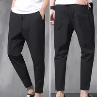 Good Pencil Pants Soft Fabric Men Ninth Pants Drawstring Simple Loose Type Multi Pockets Summer Trousers 5