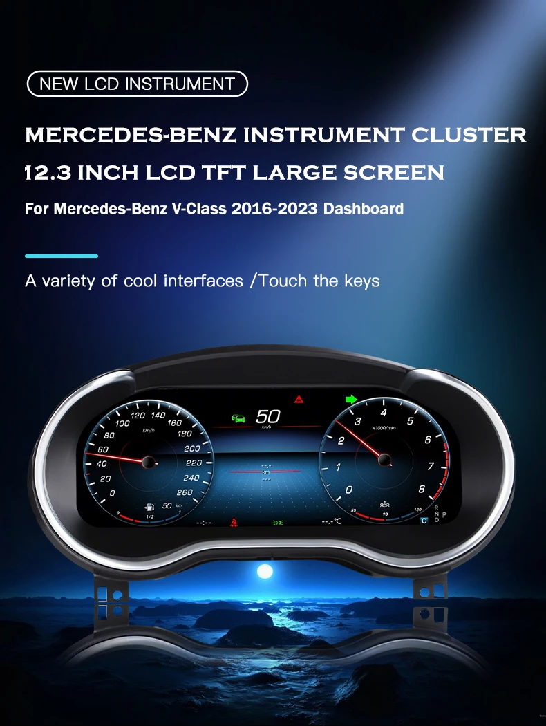 Panel de Instrumentos Digital LCD de 12.3'' con Carplay y Android Auto para Mercedes-Benz Clase V W447 2016-2023 4