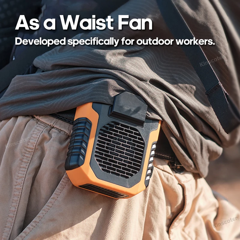 6000mAh Hanging Waist Fan Cooler Ventilator Fan Outdoor Portable Waist Fan / Neck Fan with Power Bank for Camping Hiking Fishing