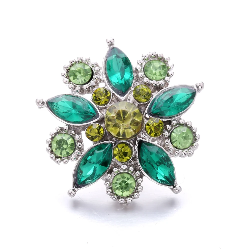 20pcs Snap Jewelry Crystal Rhinestone Flower Snap Buttons Fit 18mm Snap Button Bracelet Bangle Interchangeable Jewelry