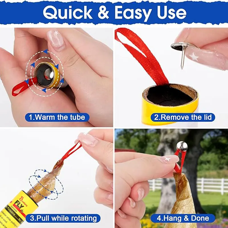 Fly Paper Strips - Safe, Harmless, Powerful Glue for Effective Insect Trapping (4-Pack)