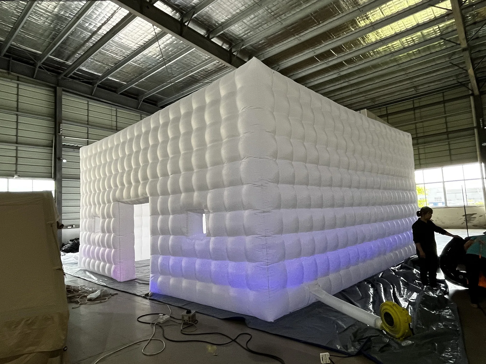 Large Inflatable Nightclub Cube Tent Portable Air Cube  Square Gazebo Event Room Tent House with Disco Light & Blower For Party 6