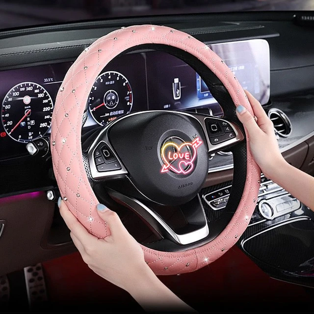 Pink Crystal Steering Wheel Covers Women Girls Car Decoration Interior  Accessories Rhinestone Ashtray Crystal Diamond Tissue Box - Ornaments -  AliExpress