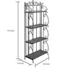 Black Metal Decorative Bakers Rack with 4 Tiered Shelves and Scrollwork Frame Indoor Plant Stand and Bookshelf Organizer 5