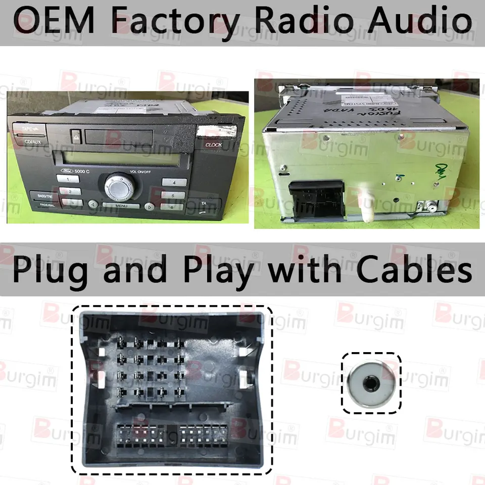 Radio paneel kit 2-dinbevesitigingskitVoorpaneel Frame Geschikt voor Ford Fiesta 2001-2005 / Fusion 2002-2005
