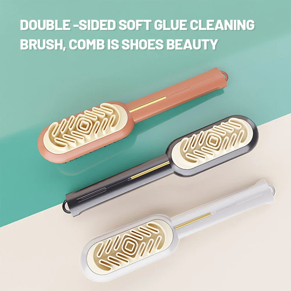 Double-sided Cleaning Brush For Suede Boots Multi-purpose Long Handle Soft Bristles Rubber Cleaner Brush Household Cleaning Tool