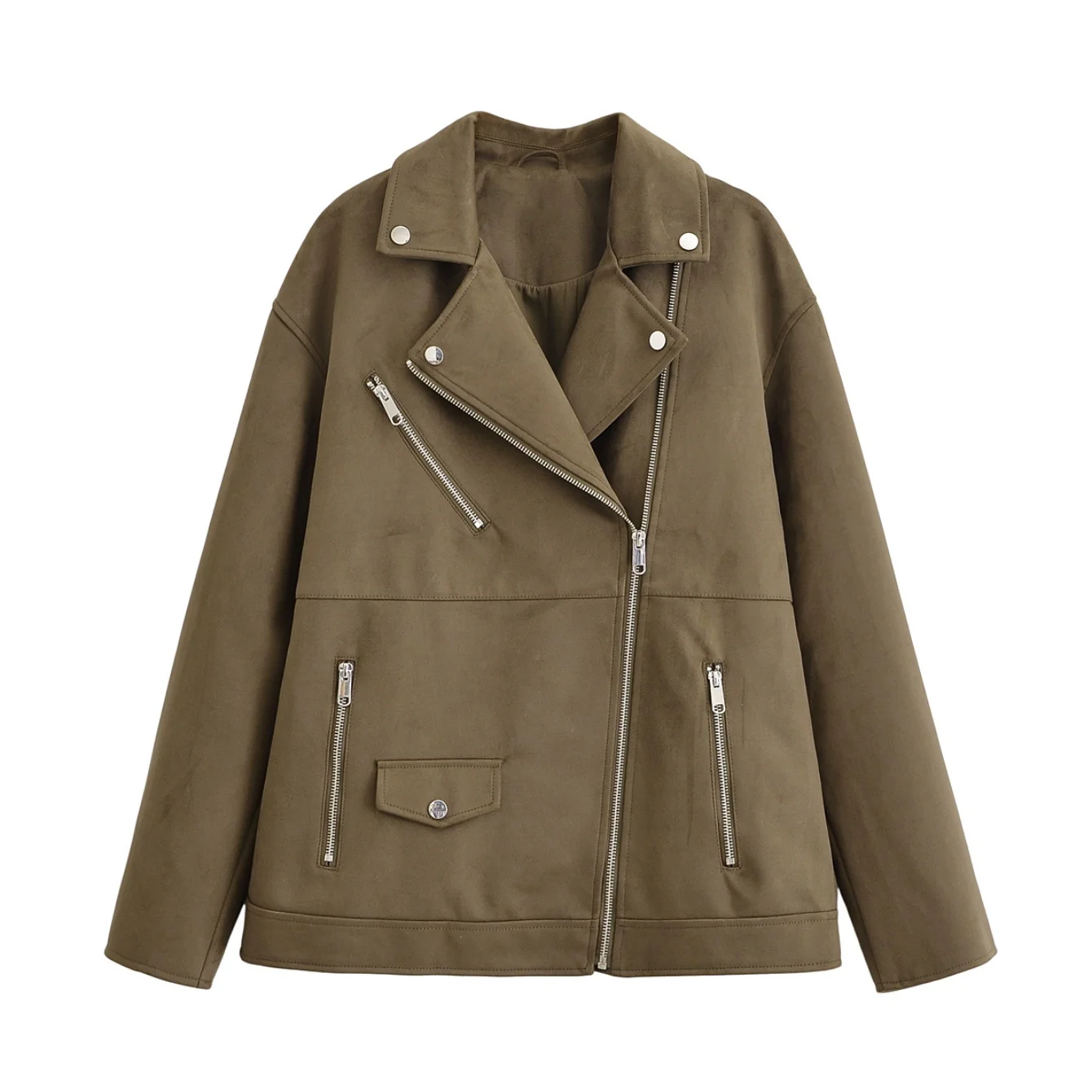 Autumn Women's Clothing Fashion Jackets Zipper Decoration Long Sleeve Jackets For Women Solid Cool Motorcycle Jacket Streetwear