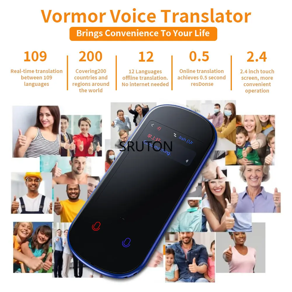 

109 Languages Translation Instant Two-way Translator, Voice Translation Device Support Online/offline/photo/audio Translation