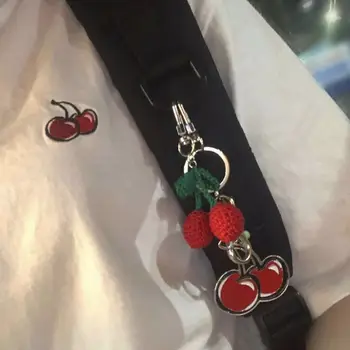 고구마 오니 수제 체리 키 체인 한국 귀여운 열쇠 고리 아가씨 하트 가방 아연 합금 펜던트 인