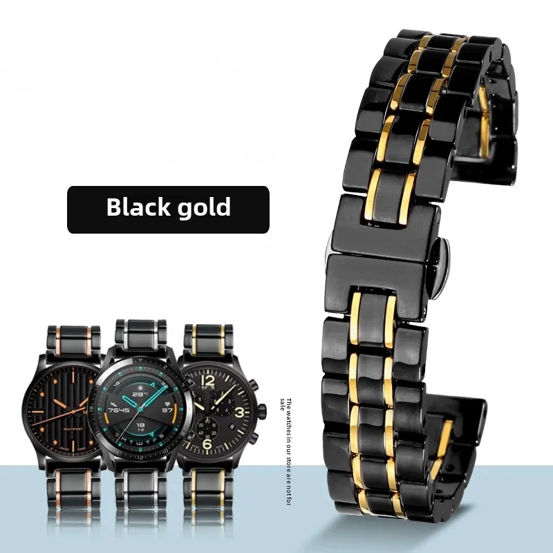 Sleek Ceramic Watch Strap for Women - Black & White