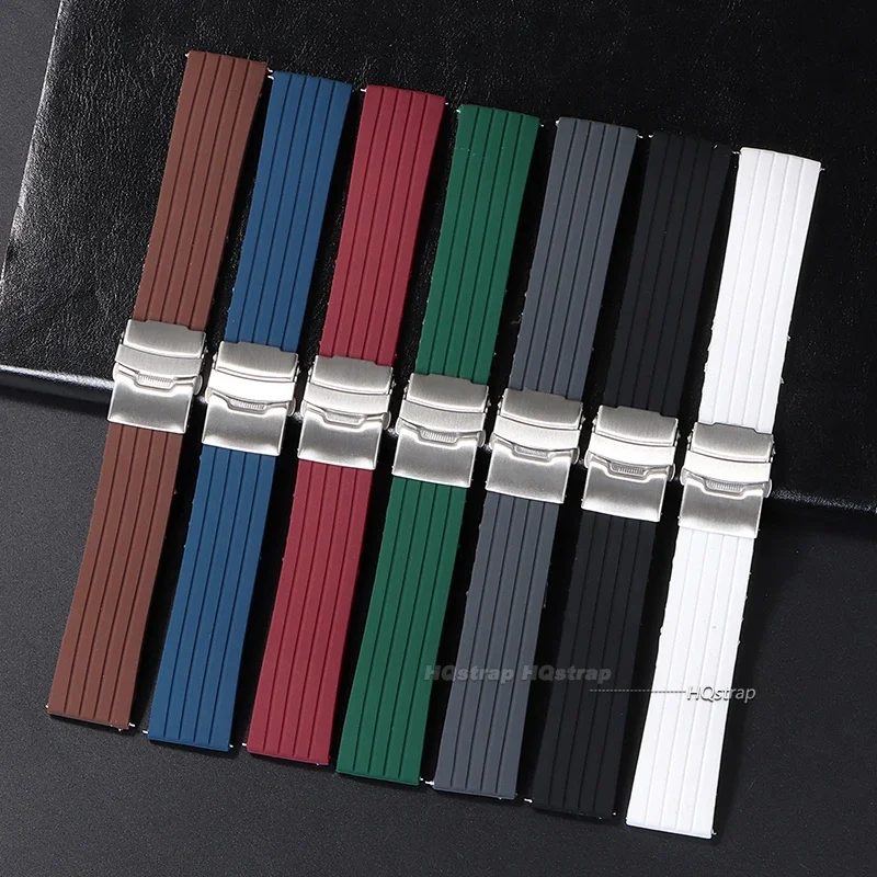 Premium Silicone Rubber Watch Strap with Deployment Buckle