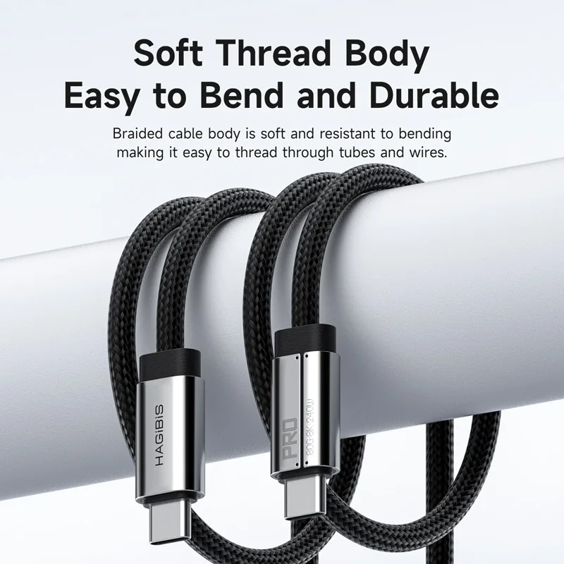 Hagibis USB C to USB C Full Function Cable Super Soft USB4 80Gbps 240W Fast Charging Cord for Thunderbolt 4/5 iPhone 17 Laptop