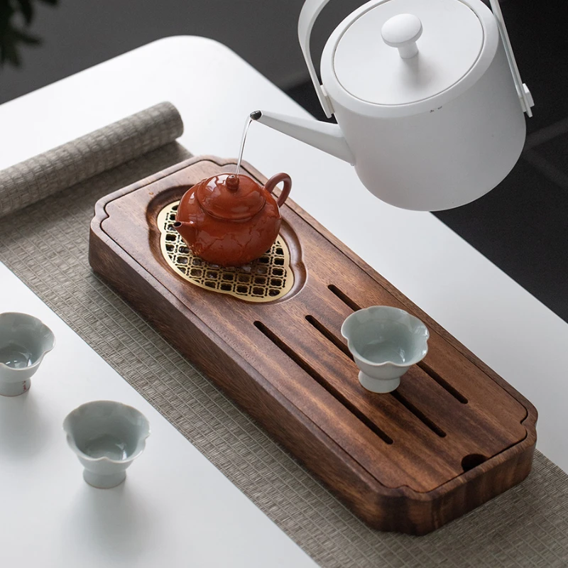 

Desk Chinese Wood Tea Tray Luxury Storage Water Absorbed Tea Tray Vintage Living Room Bandeja Msdera Office Accessories YY50TT