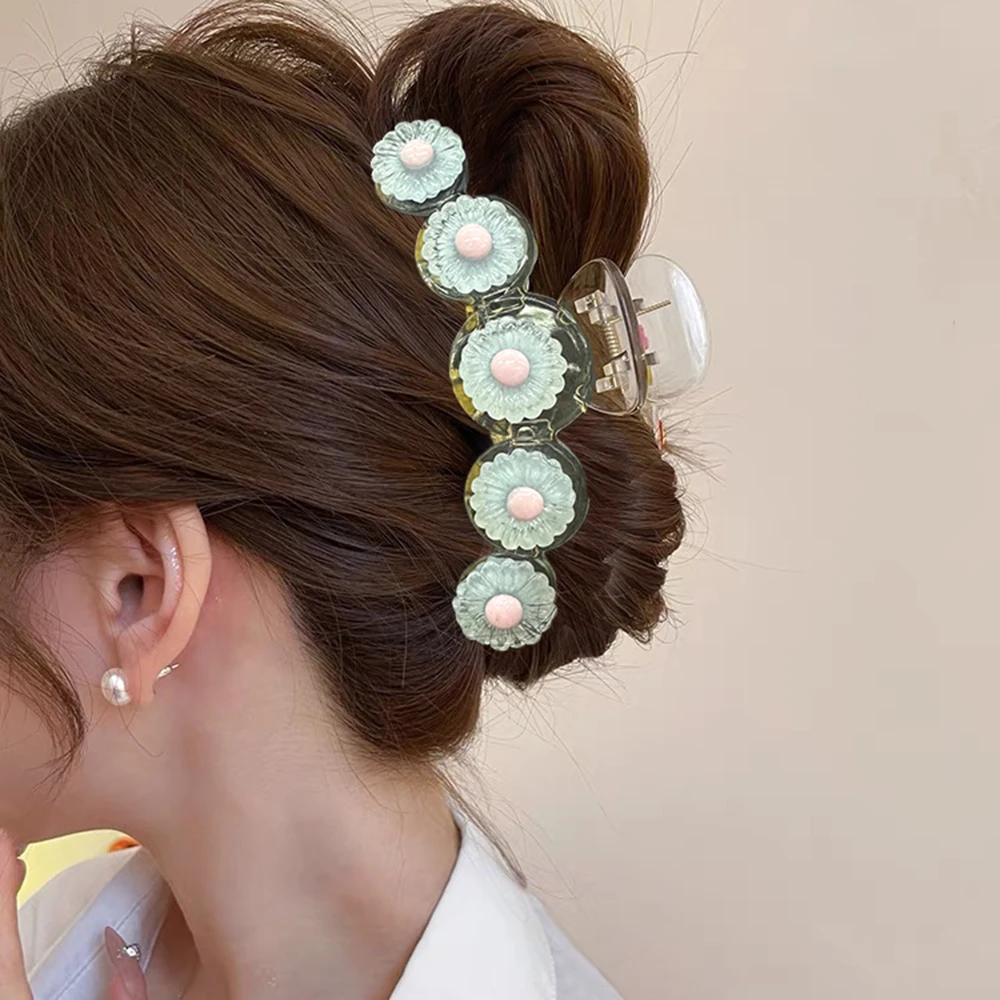 Fashion Women Beach Vacation Hair Claw Bohemia Flower Hair Clips Large Hair Claw Hairpin Women Girls Shark Clip Accessories