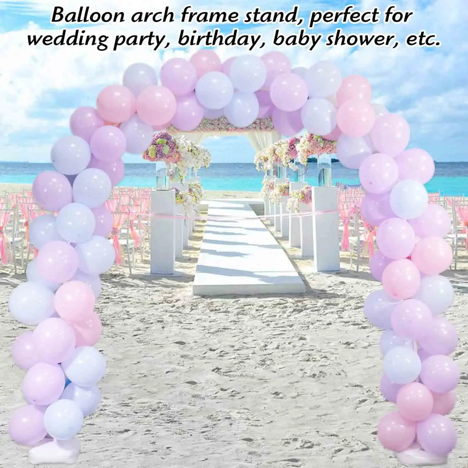 2.4 * 1.8M balloon arch bracket with base is suitable for weddings, birthdays, baby parties, and graduation parties without ball