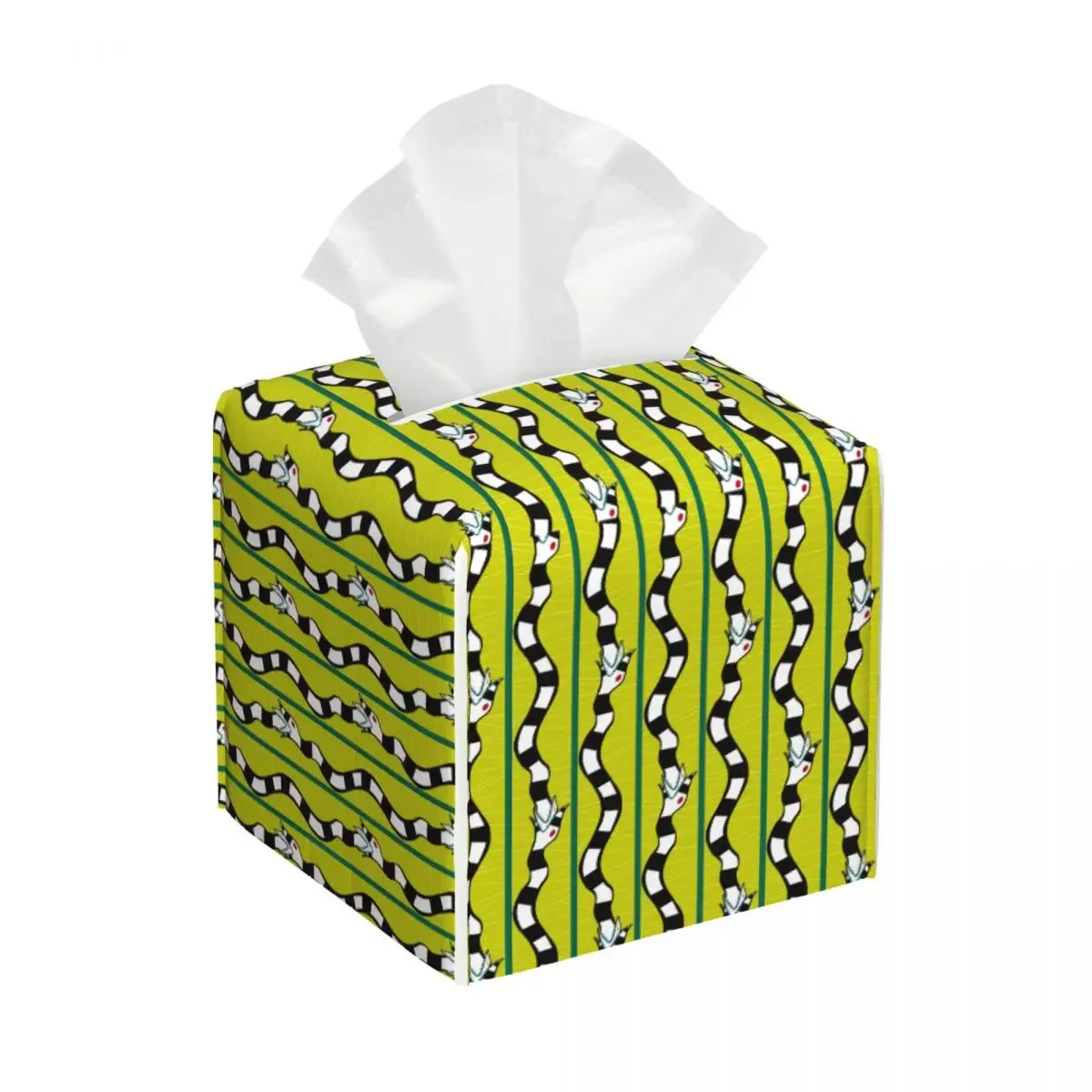 thumbnail image 1 of Custom Horror Movie Beetlejuices Tissue Box Cover PU Leather Square Tim Burton Style Facial Tissue Box Holder for Bathroom, 1 of 5