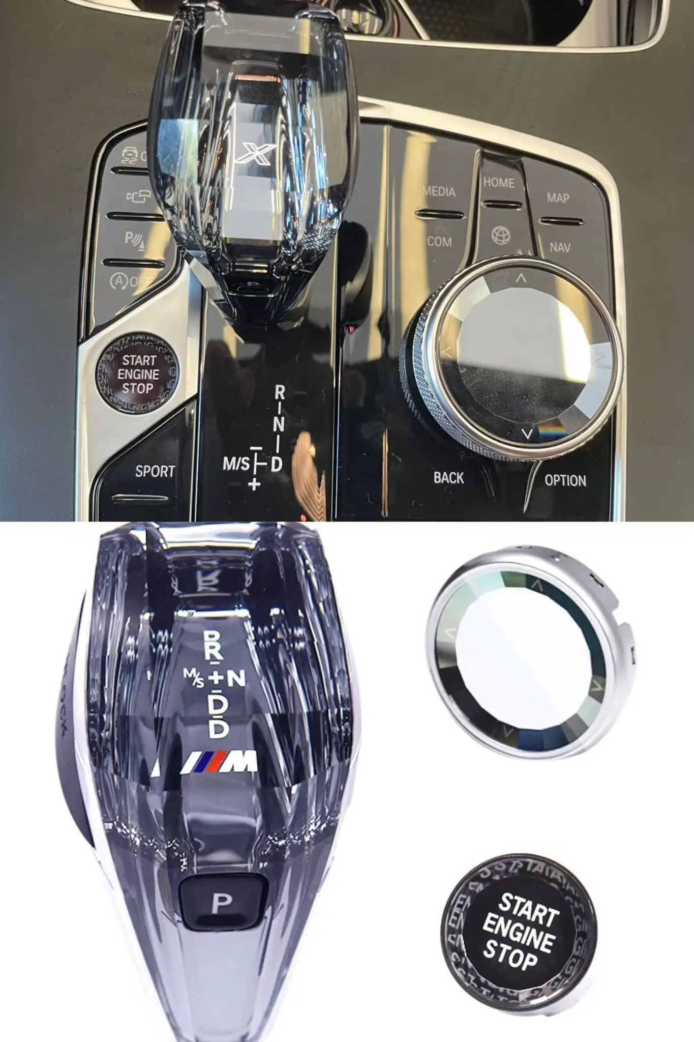 Crystal 4Piece Set Gear Shift Knob Volume Button for BMW G20 G28 G22