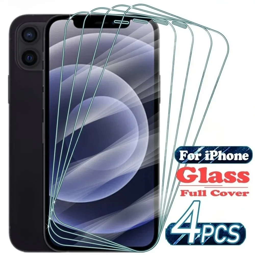 4er-Set Hochklarer Displayschutz für iPhone 17 16 15 Pro Max 14 15 16 Plus Gehärtetes Glas für iPhone 14 13 12 11 Pro XR XS Max
