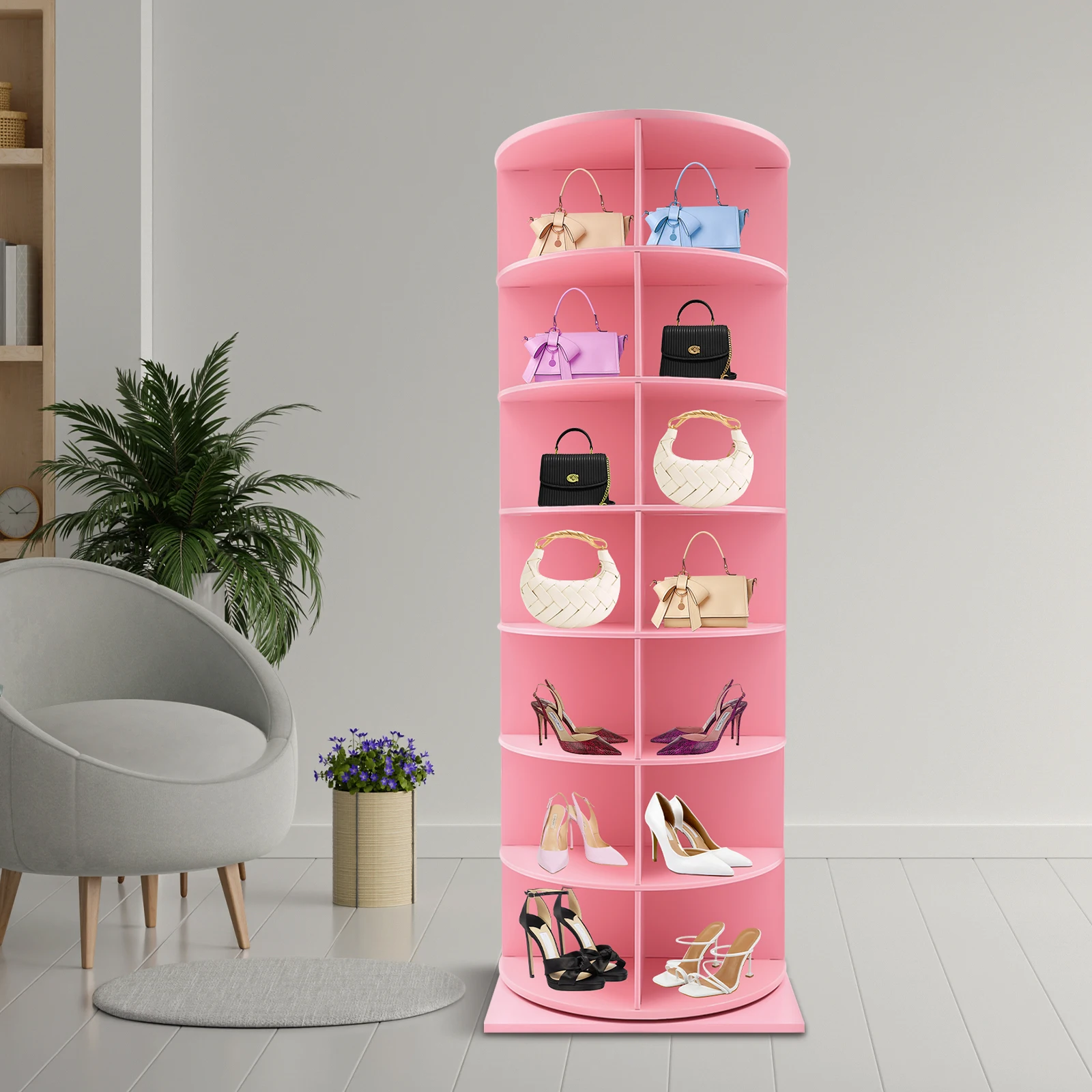 7-Tiers Storage Shoe Rack Tower 360° Revolving Shoe Storage