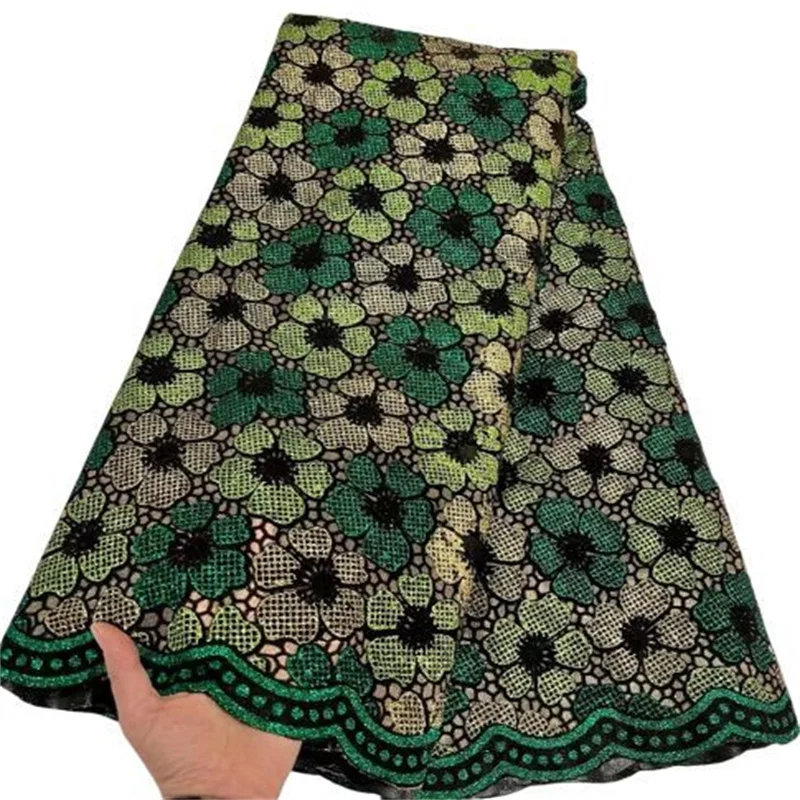 

Green Sequin African French Net Lace Fabric Multicolor High Quality Tulle Mesh Lace Bridal Nigerian Wedding Dress Lace For Woman