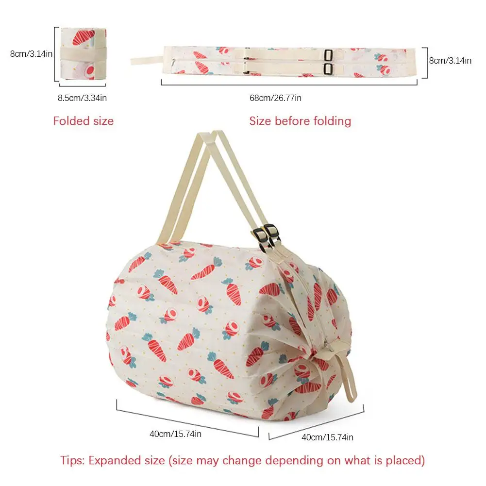 Large Capacity Folding Shopping Bag Eco-Friendly Reusable Portable One Shoulder Handbag For Travel Multipurpose Storage Bag