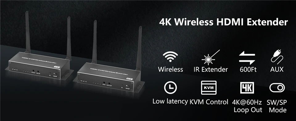 4K Wireless HDMI Video Transmitter and Receiver 5G 200M 1080P HDMI KVM Extender