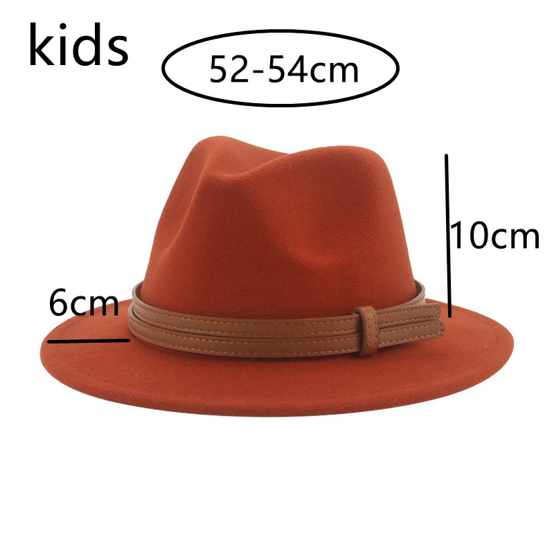 Fedoras Kids Winter Women Hats Accessories Boys Girls Fedoras Winter Hat 52cm Baby Solid Chain Kids Hat Chapeau Femme Casquette red bottom fedora