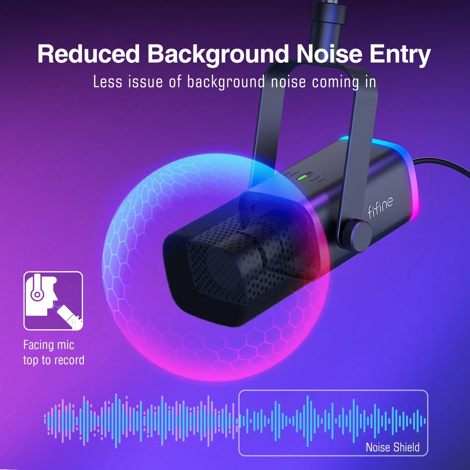 FIFINE XLR/USB Gaming Microphone Kit with Headphone Jack/Mute/RGB