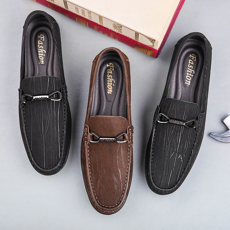 

Causal Leather Men Shoes Formal Mens Loafers Moccasins Soft Breathable Slip on Boat Shoes Leisure Walk Italian New Driving Shoes