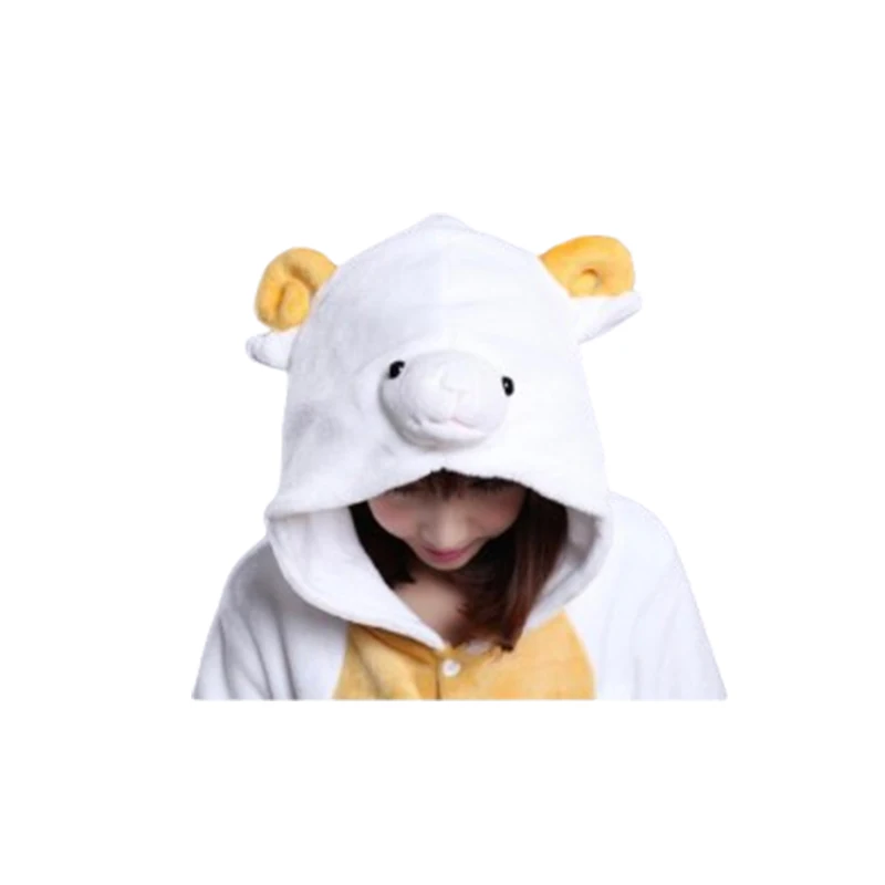 Sheep Kigurumi Animal Onesies Women Pajamas Winter Long Sleeves Flannel Cartoon Pijamas One-piece Cosplay Costume For Halloween