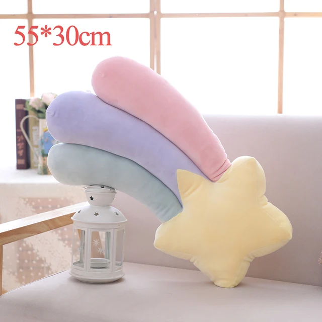 1 PC INS Colorful Plush Lucky Cloud Raibow Moon Star Pillows Down Cotton Stuffed Decor Plushie Throw Pillow for Sofa Chair